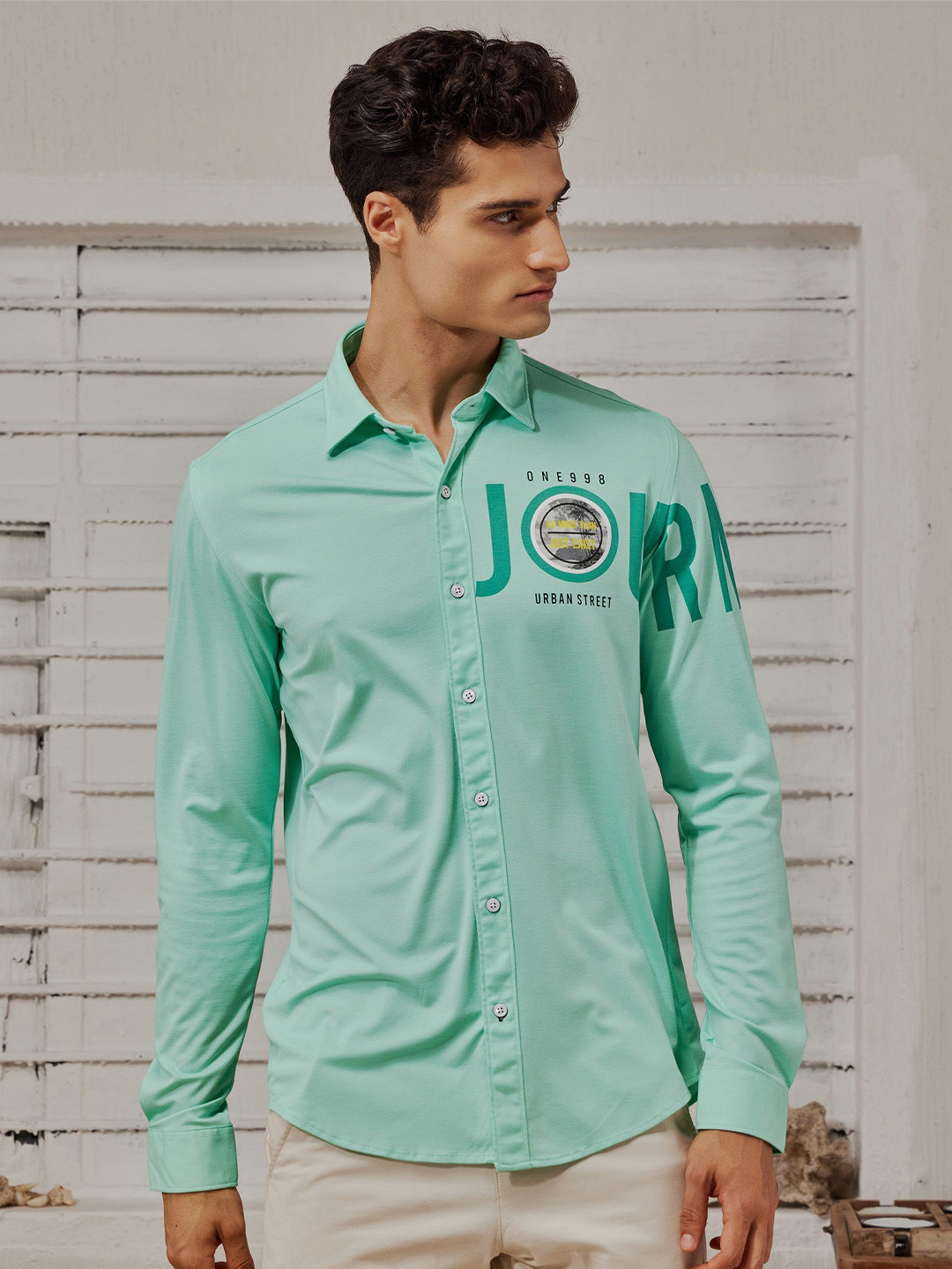 

Red Flame Men Opaque Casual Shirt, Green