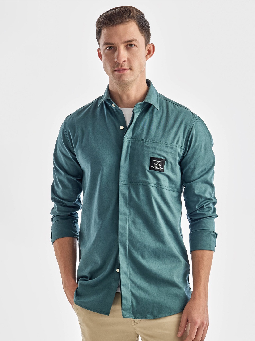 

Red Flame Men Opaque Casual Shirt, Teal