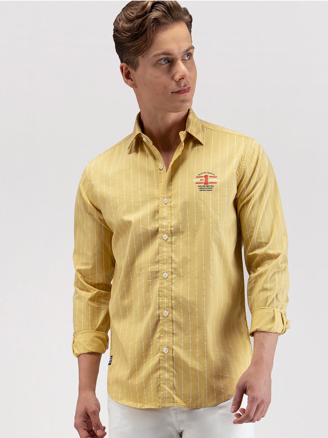 

Red Flame Cotton Regular Fit Casual Shirt, Yellow