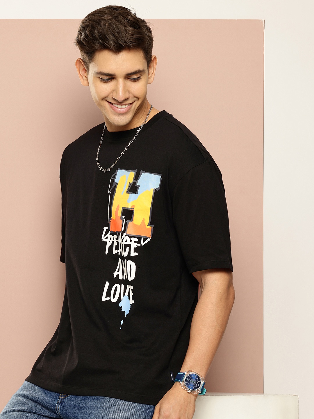 

Harvard Men Typography Printed Pure Cotton T-shirt, Black
