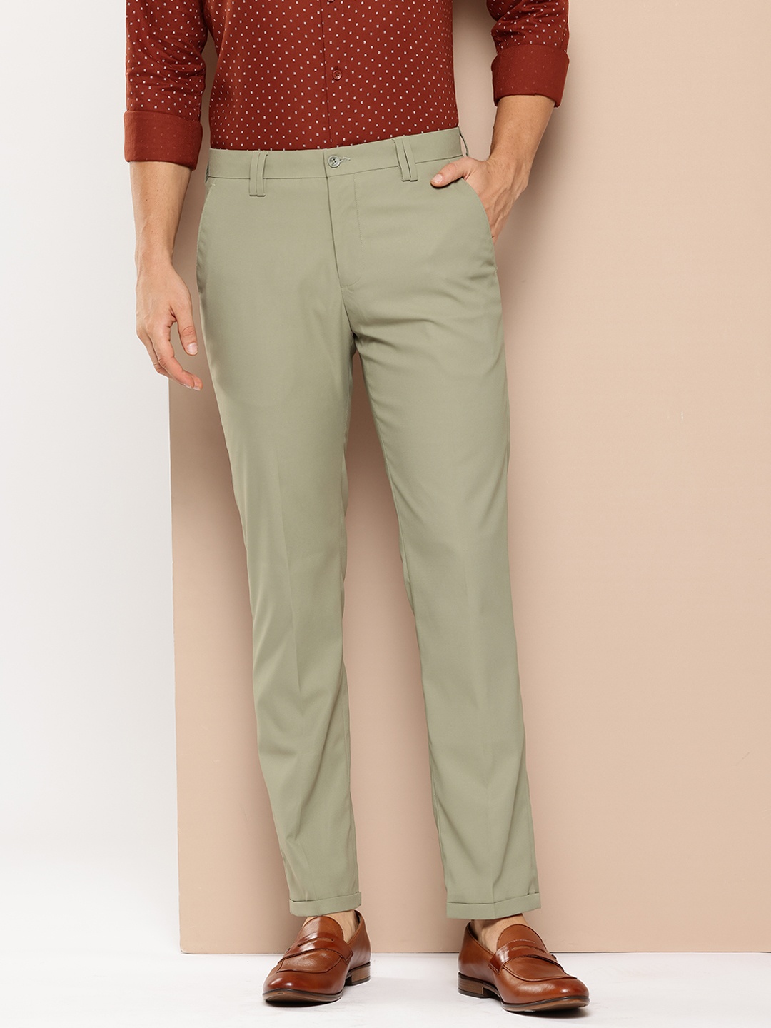 

INVICTUS Men Slim Fit Trousers, Green