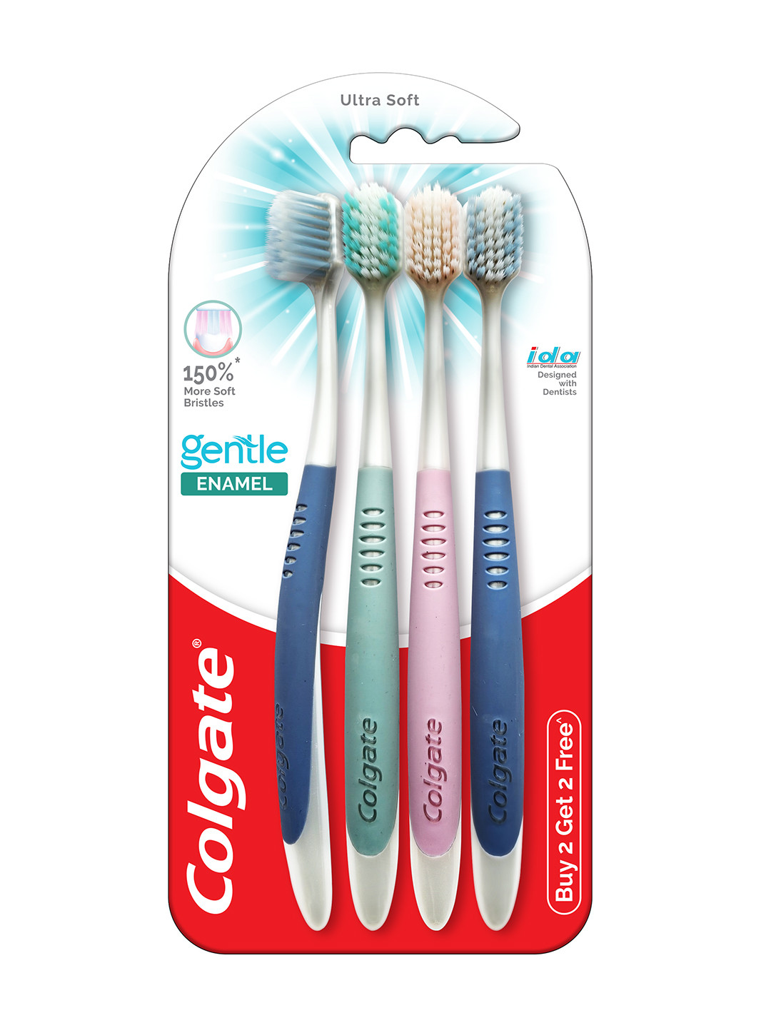

Colgate Gentle Enamel Ultra Soft Toothbrush Combo - Buy 2 Get 2 Free, Multi