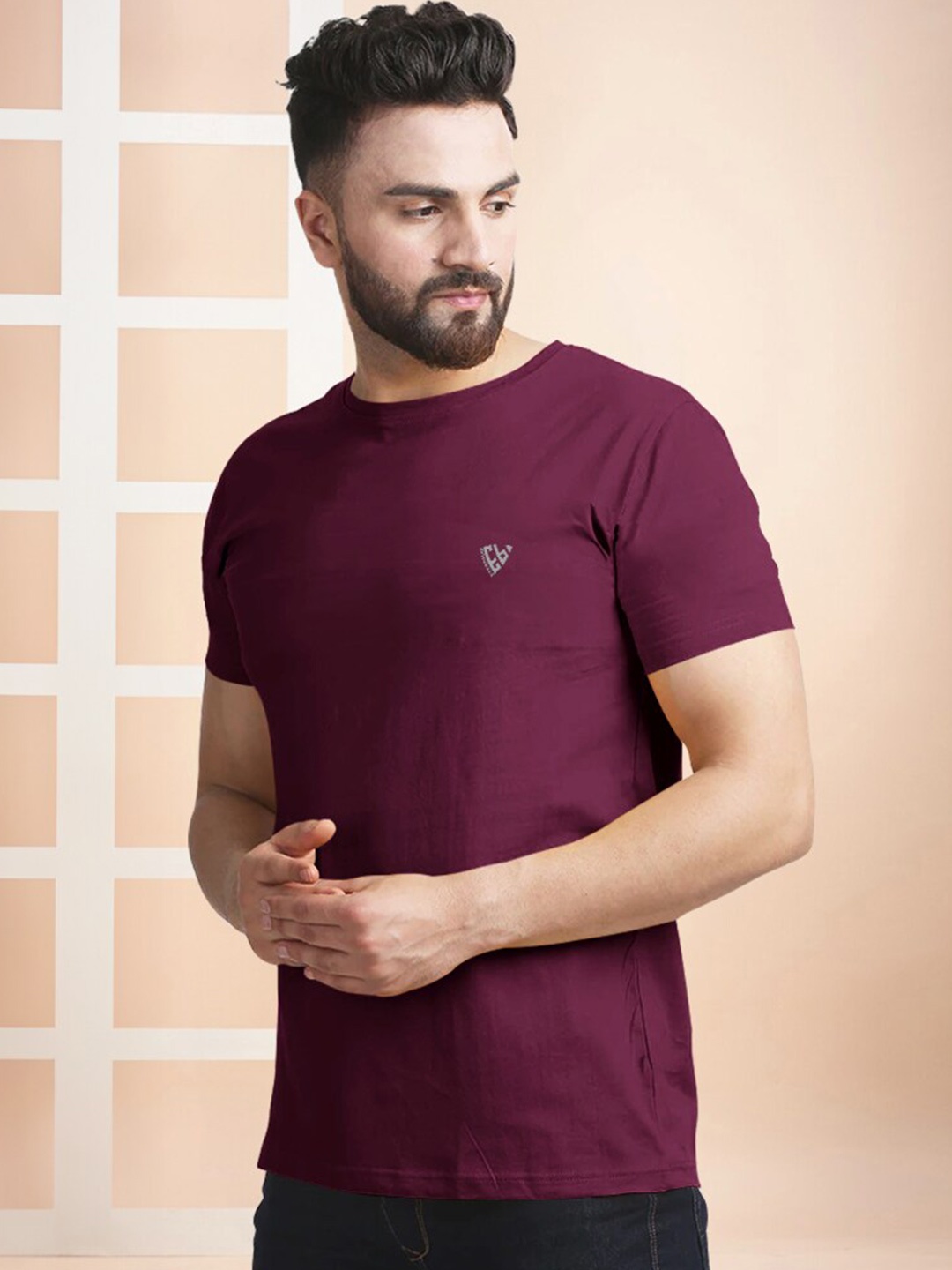 

Eyebogler Cotton Round Neck T-shirt, Maroon