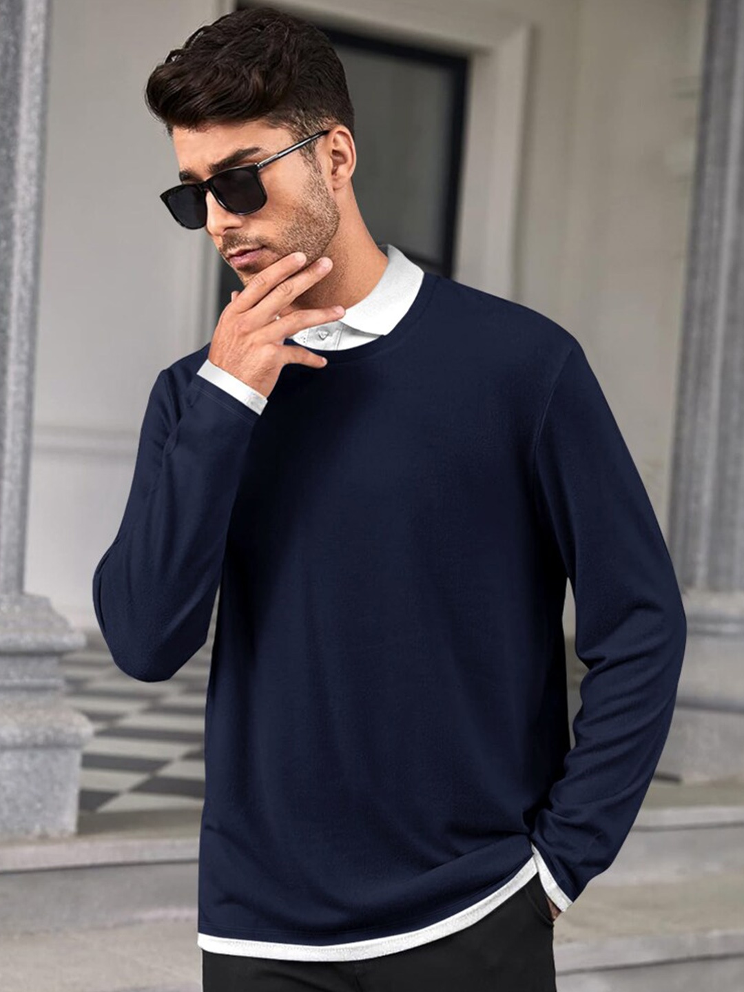 

Eyebogler Cotton Round Neck T-shirt, Navy blue