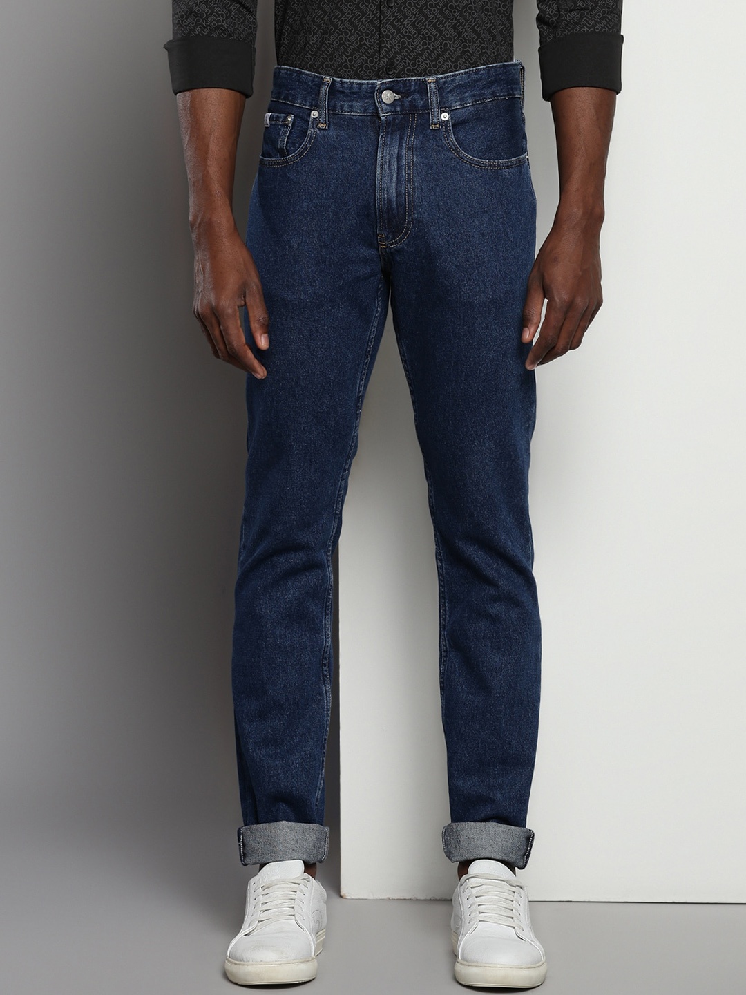 

Calvin Klein Jeans Men Straight Fit Clean Look Cotton Jeans, Blue