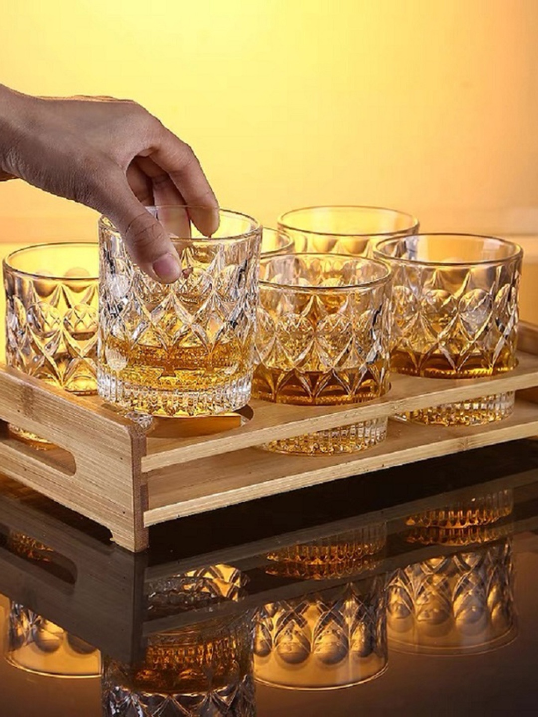 

FINSTER Premium 6 Pieces Transparent Textured Whisky Glass 310 ml Each