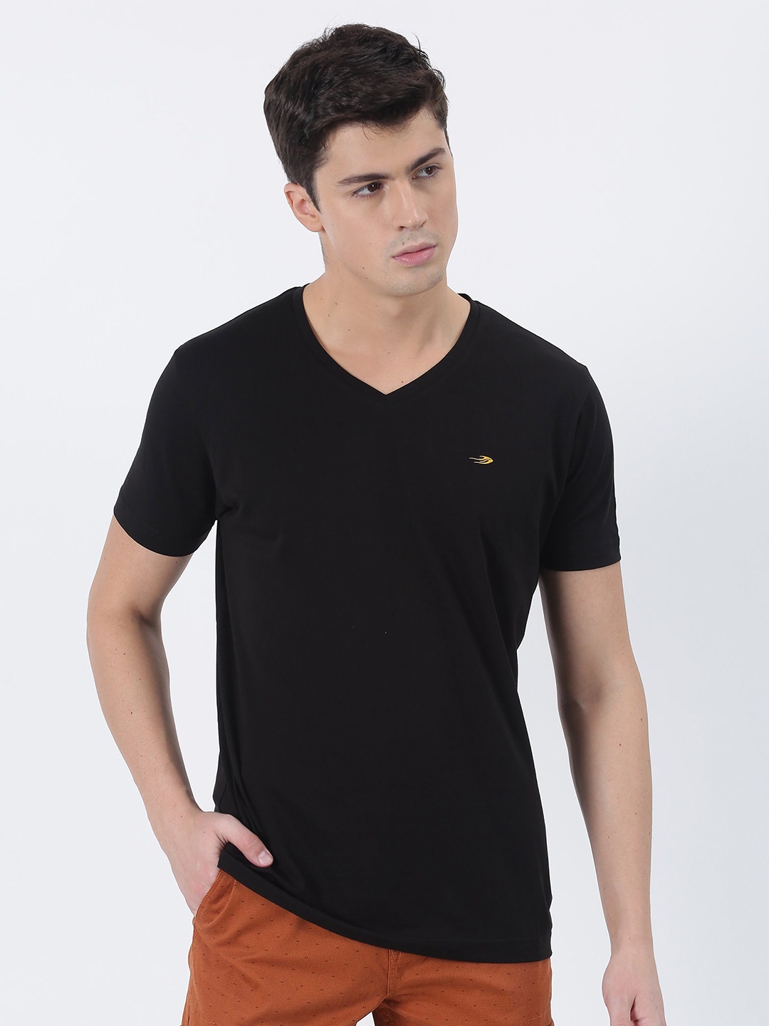 

Red Flame V-Neck Short Sleeves Regular Fit Cotton T-shirt, Black