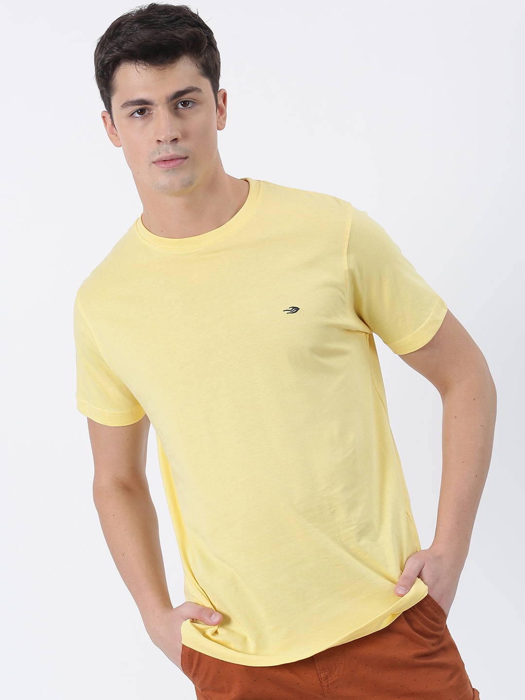 

Red Flame Round Neck Short Sleeve T-shirt, Yellow