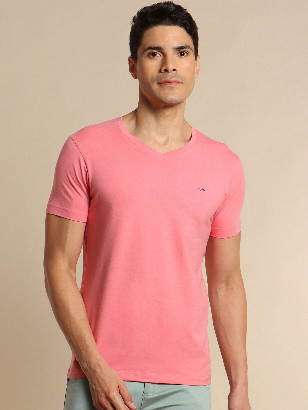 

Red Flame V-Neck Short Sleeve T-shirt, Pink