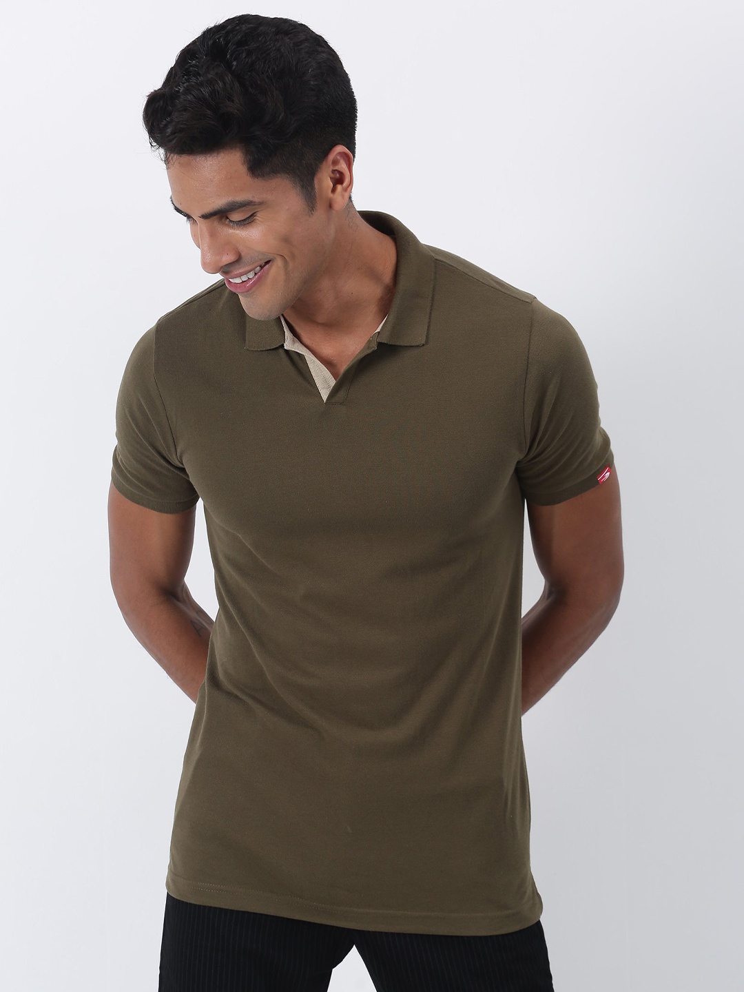 

Red Flame Polo Collar Short Sleeve T-shirt, Olive