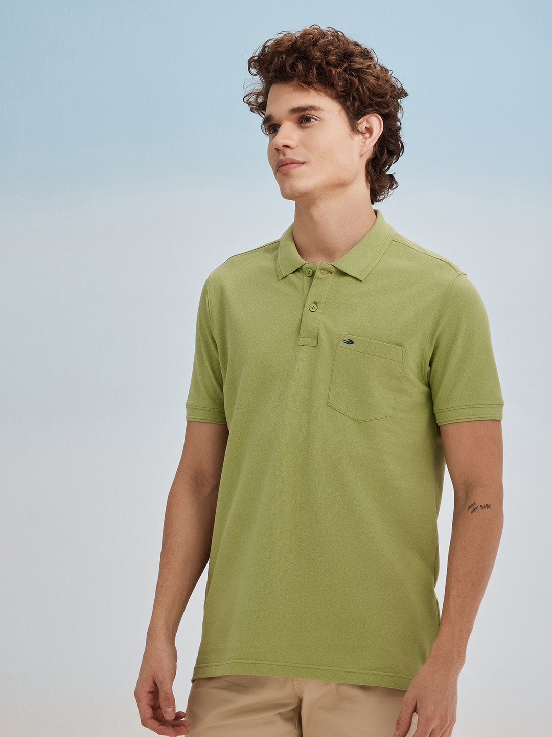 

Red Flame Polo Collar Short Sleeve Cotton T-shirt, Green