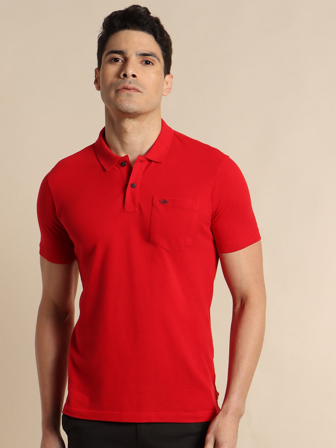 

Red Flame Polo Collar Pockets Cotton T-shirt