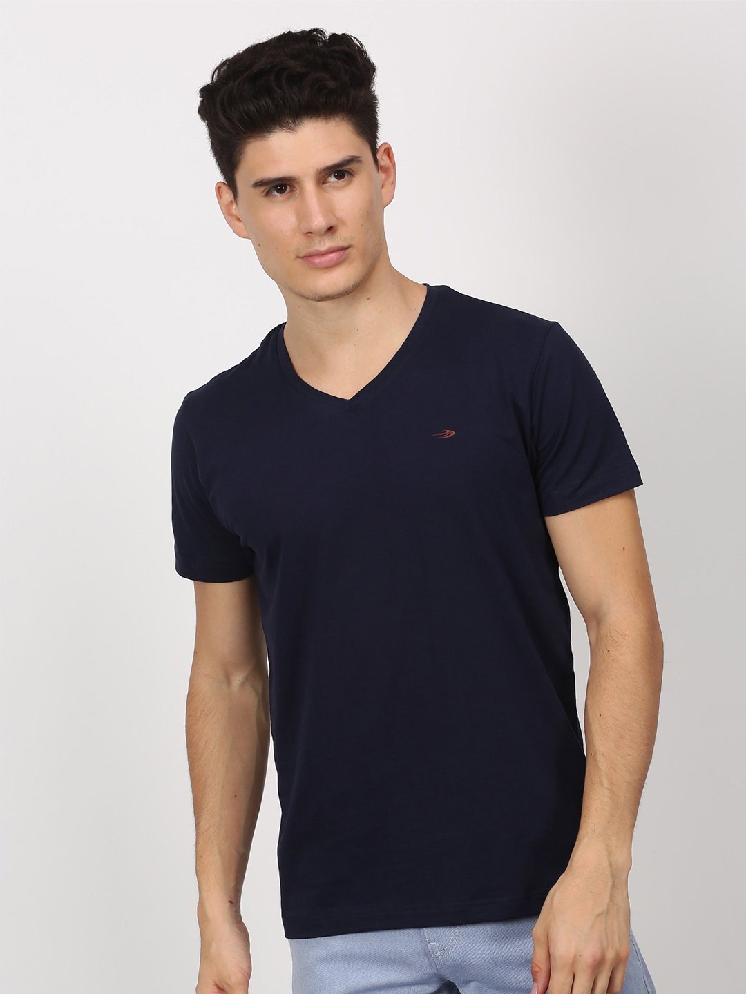 

Red Flame Men V-Neck Short Sleeve T-shirt, Navy blue