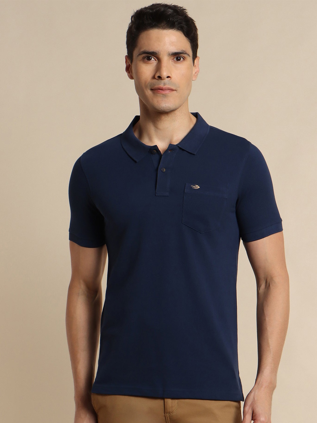 

Red Flame Polo Collar Cotton Pocket T-shirt, Navy blue