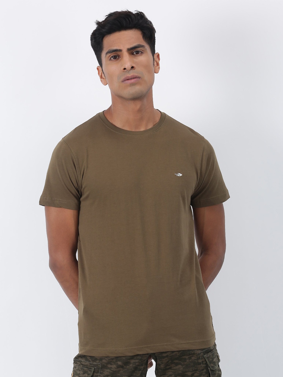 

Red Flame Round Neck Short Sleeve Cotton T-shirt, Olive