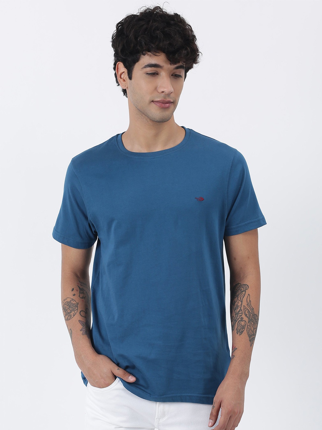 

Red Flame Round Neck Short Sleeve Pure Cotton T-shirt, Teal