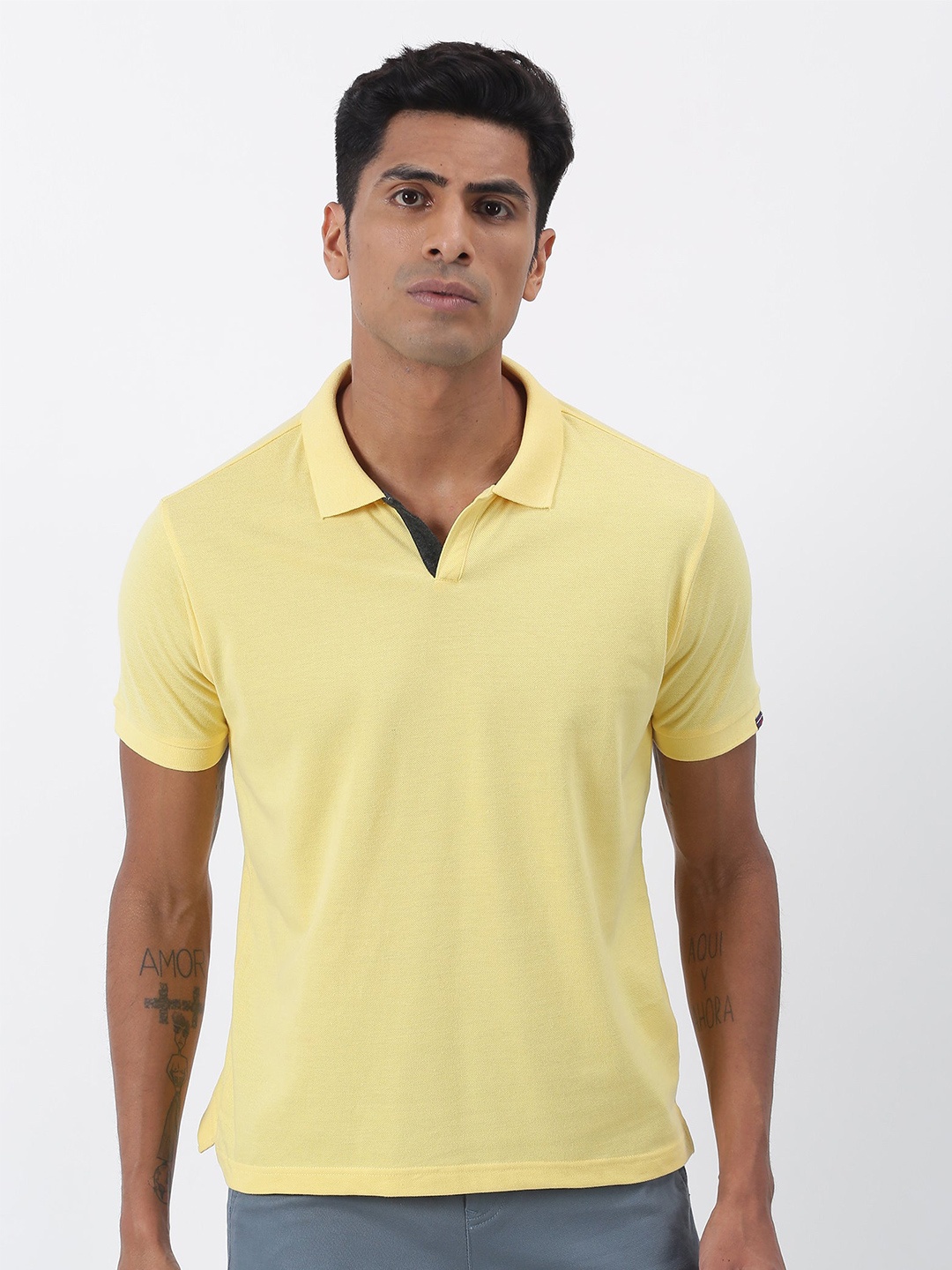 

Red Flame Polo Collar Short Sleeve T-shirt, Yellow