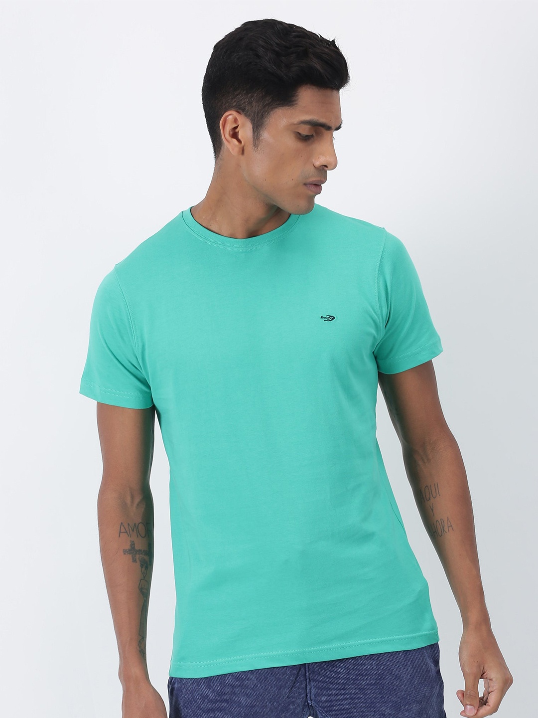 

Red Flame Round Neck Short Sleeves Cotton T-shirt, Green
