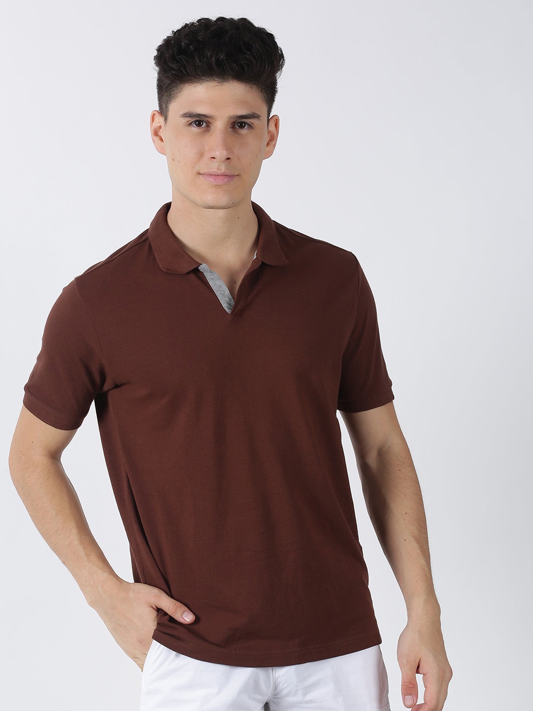 

Red Flame Polo Collar Short Sleeve T-shirt, Brown