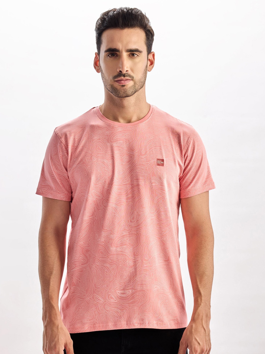 

Red Flame Men Typography Pockets T-shirt, Pink