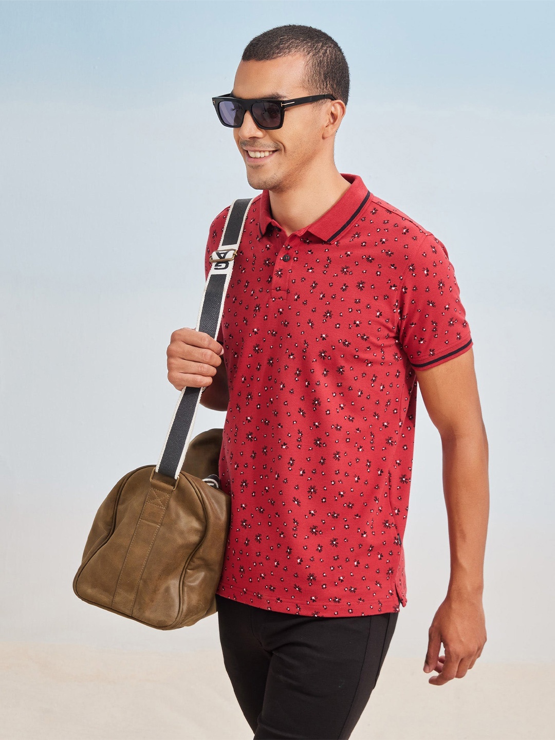 

Red Flame Men Printed Polo Collar T-shirt