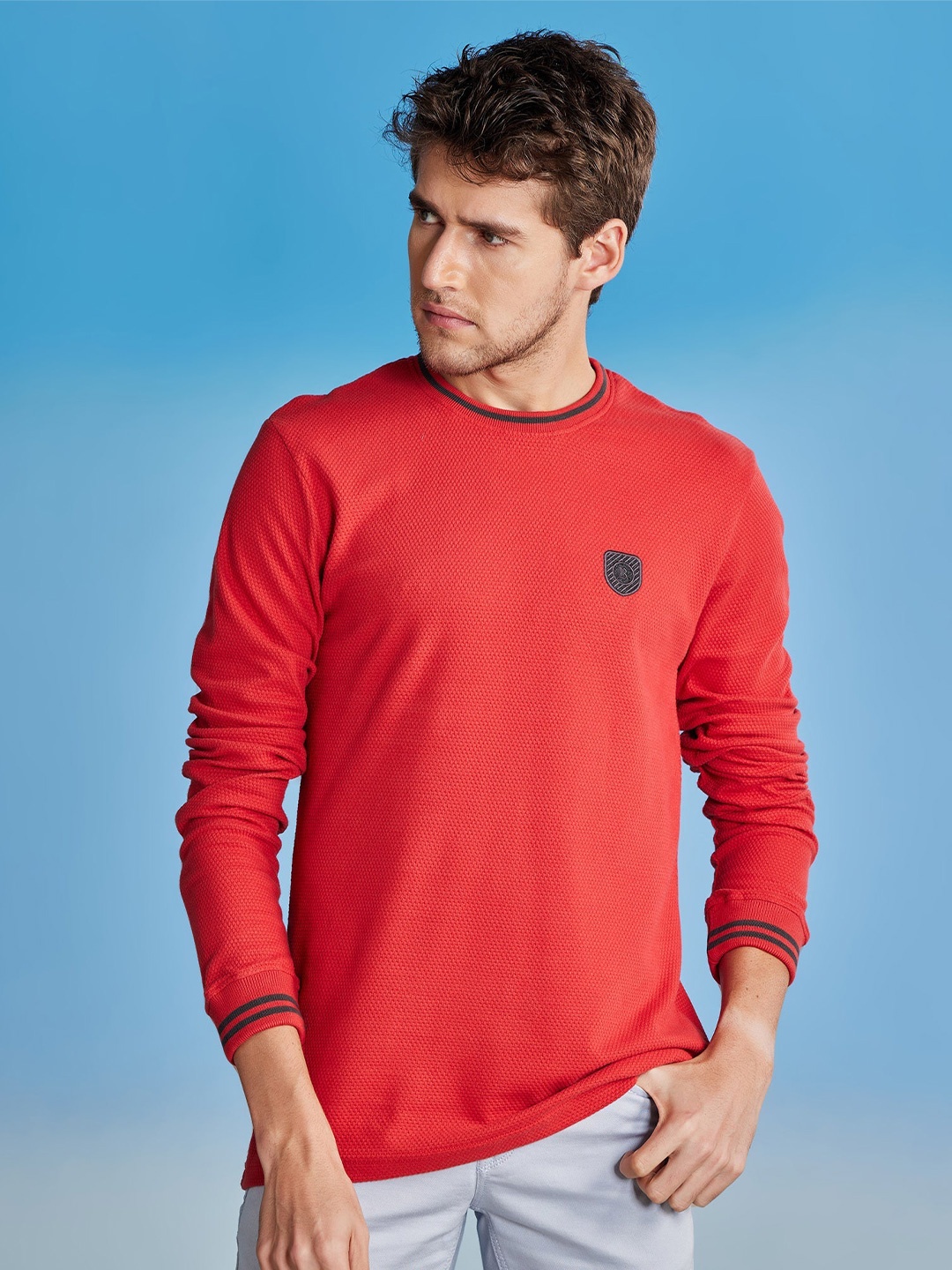

Red Flame Men Applique T-shirt, Coral