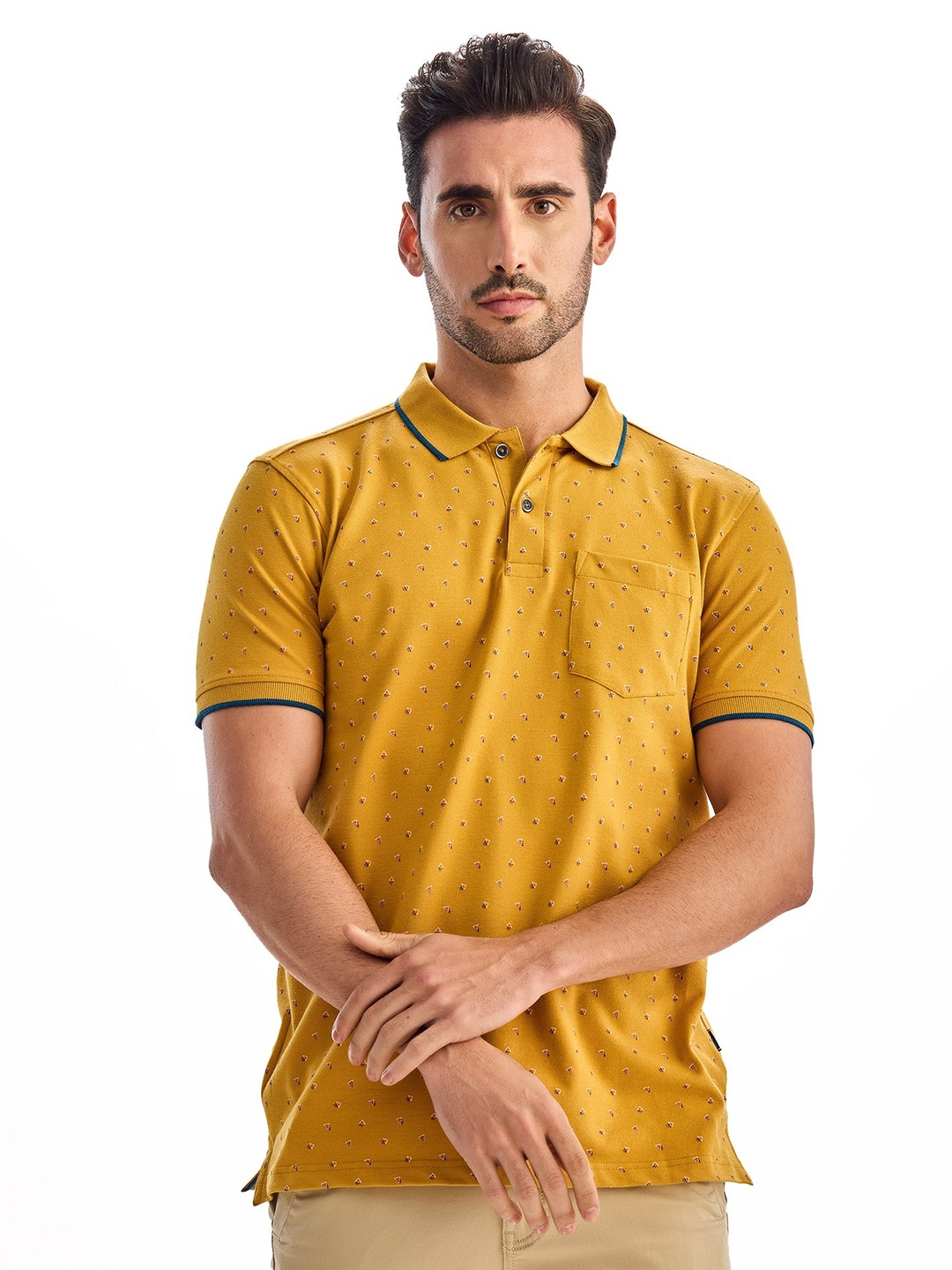 

Red Flame Men Polo Collar T-shirt, Yellow