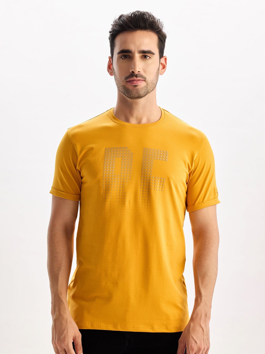 

Red Flame Men Raw Edge T-shirt, Yellow