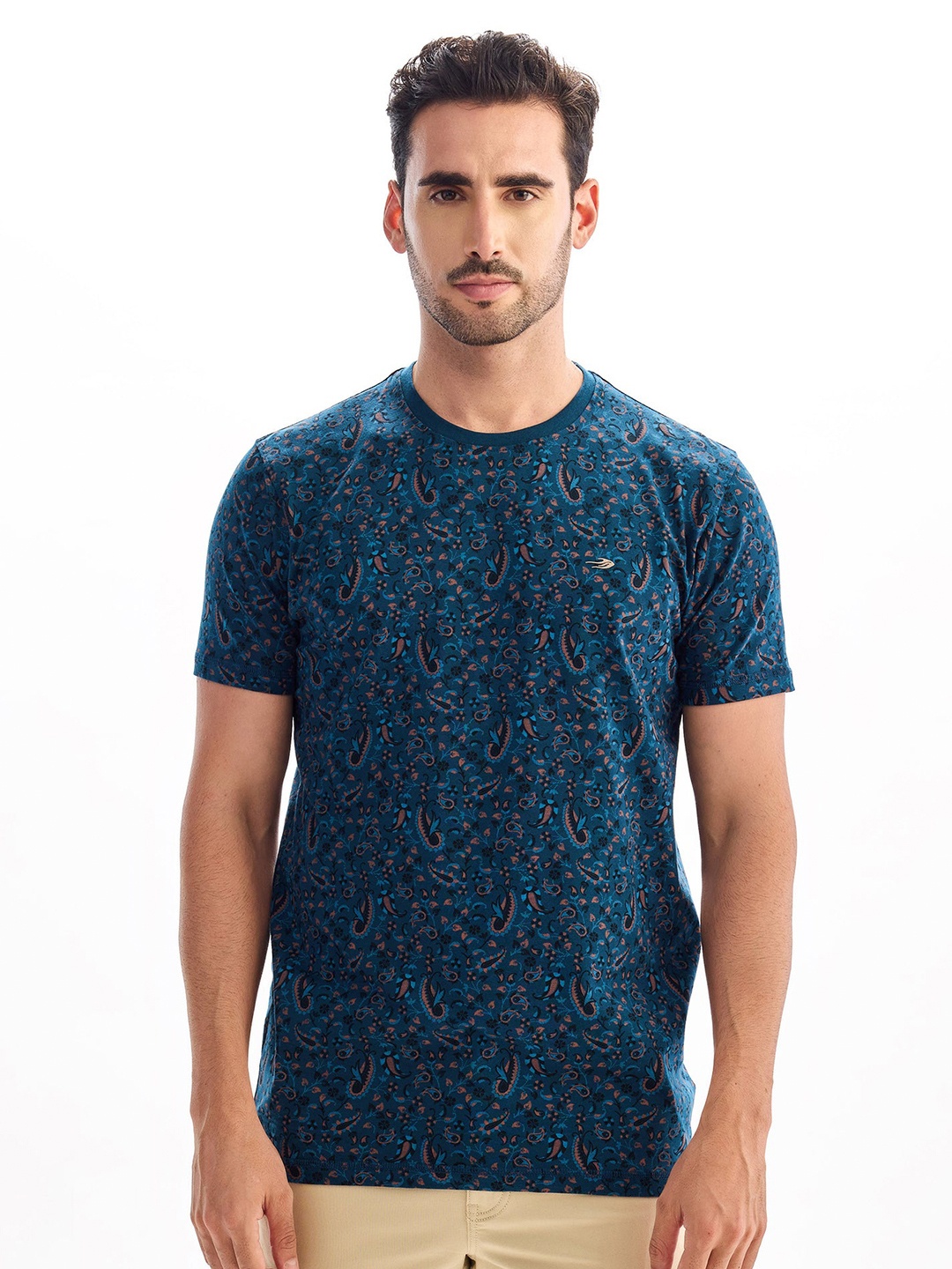 

Red Flame Men Printed Pockets T-shirt, Blue