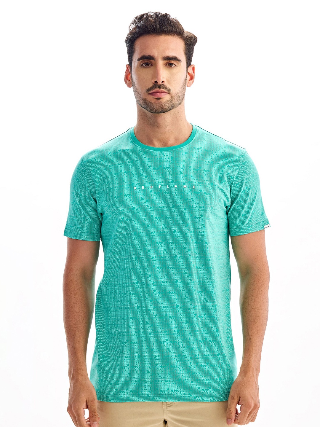 

Red Flame Men Printed Pockets T-shirt, Green