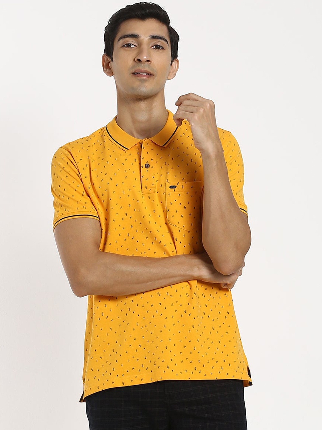 

Red Flame Abstract Printed Polo Collar Cotton Pocket T-shirt, Yellow