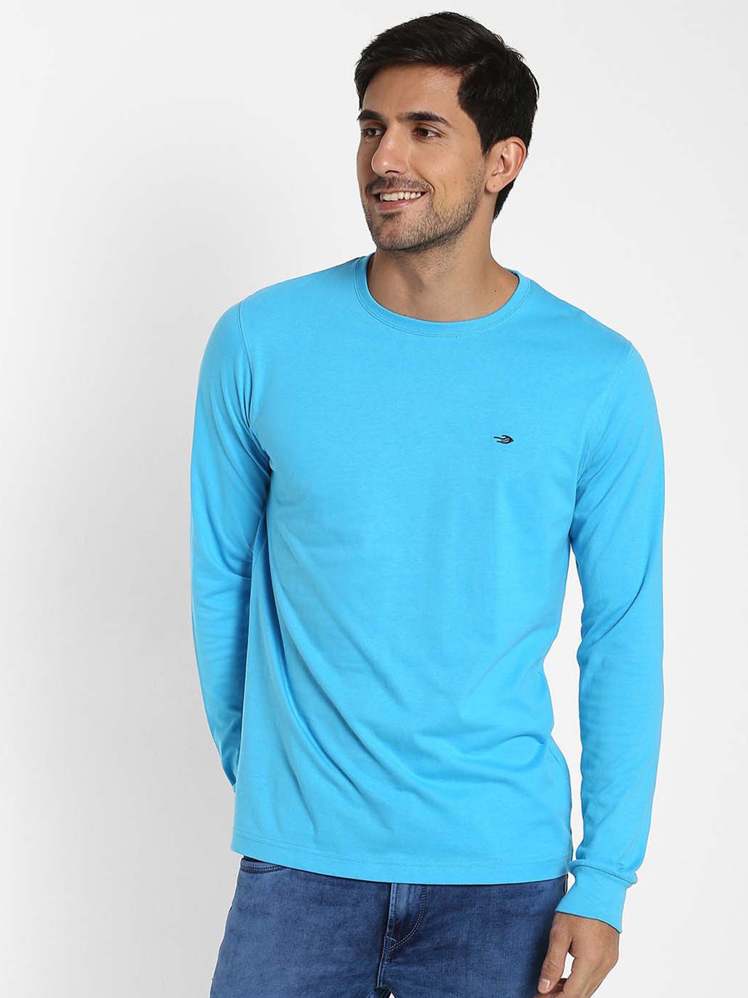 

Red Flame Round Neck Cotton T-shirt, Turquoise blue