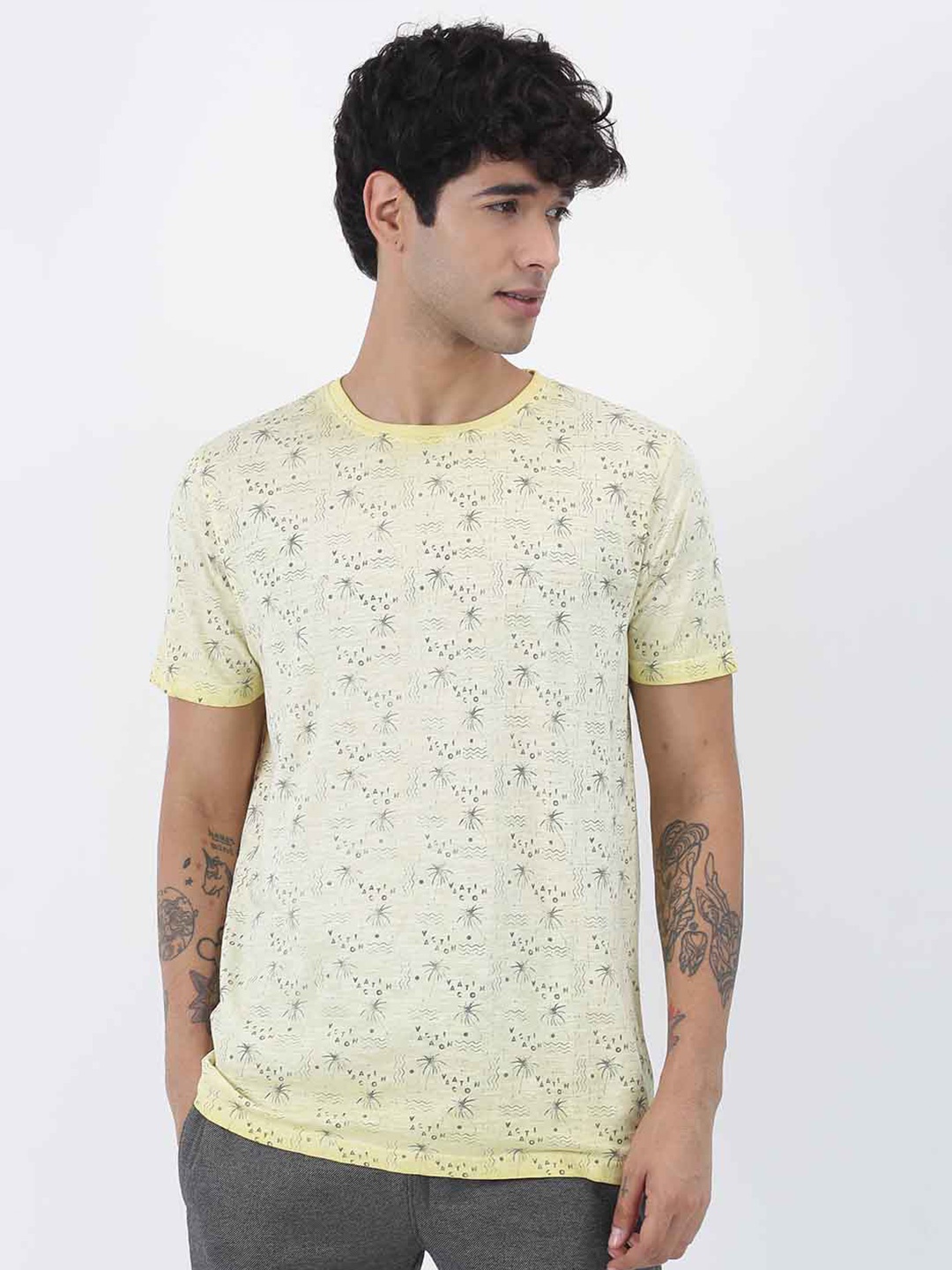 

Red Flame Conversational Printed Round Neck Cotton T-shirt, Pink