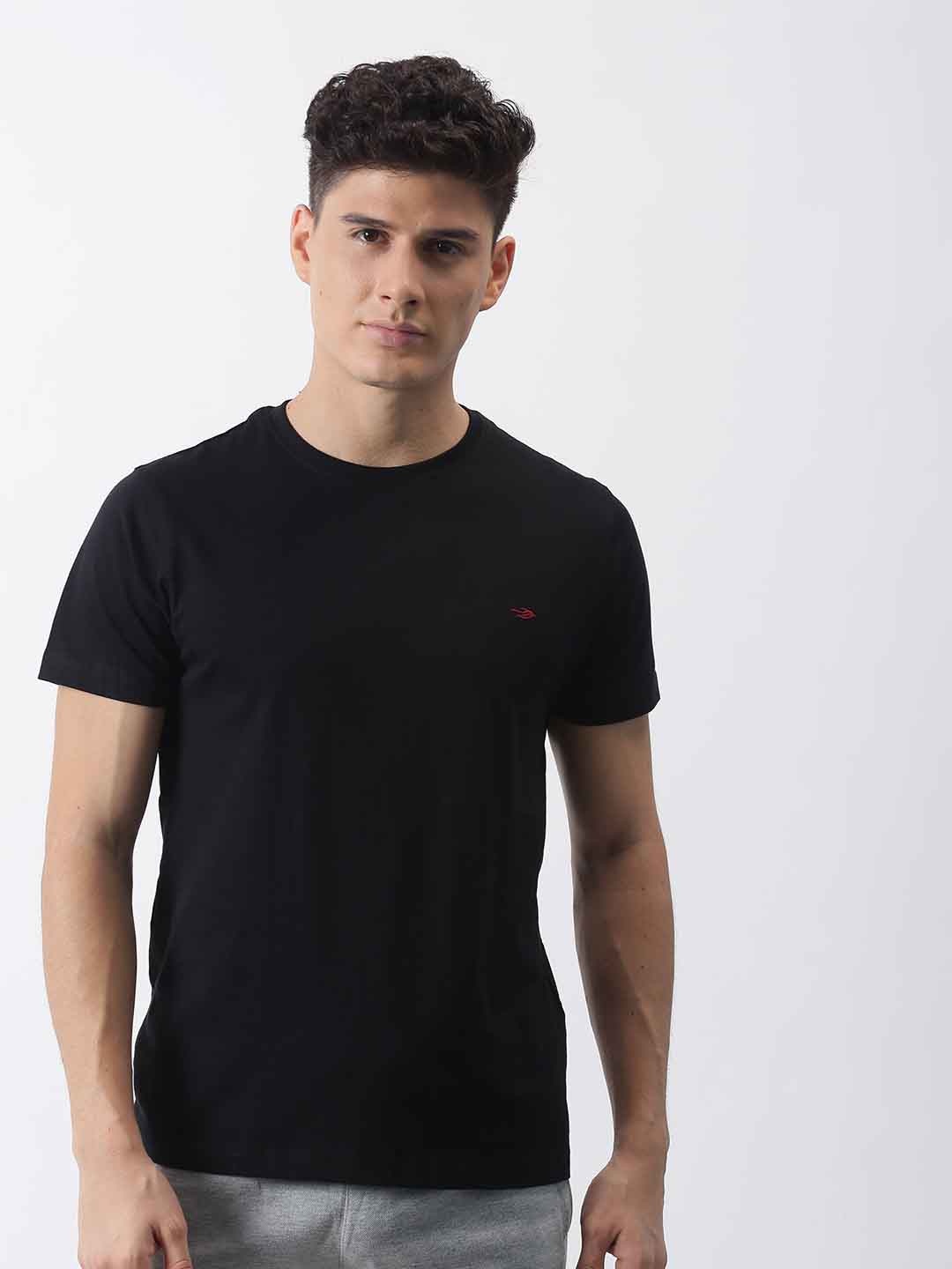

Red Flame Round Neck Cotton T-shirt, Black
