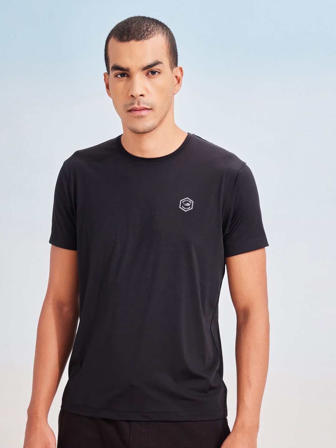 

Red Flame Round Neck Training or Gym T-shirt, Black