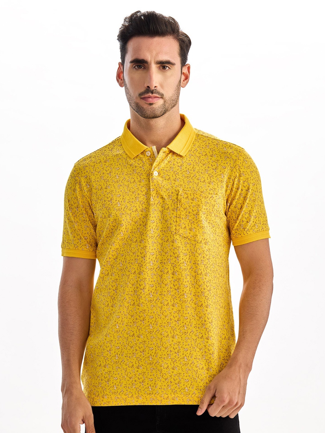 

Red Flame Men Polo Collar T-shirt, Yellow