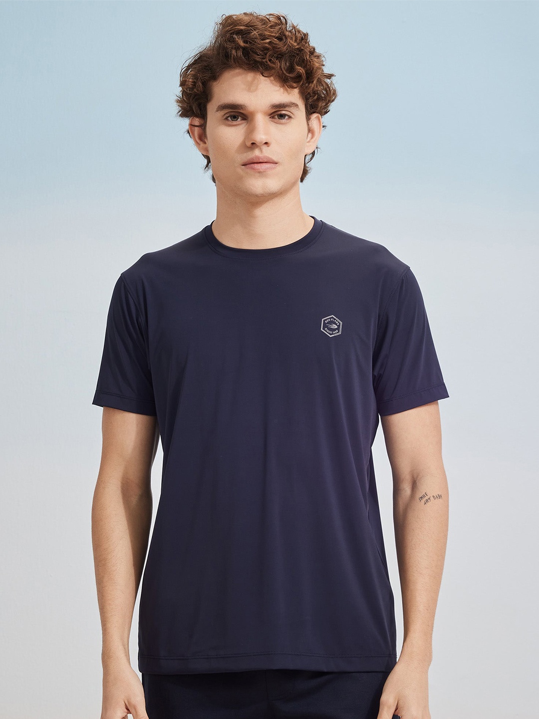 

Red Flame Round Neck Casual T-shirt, Navy blue