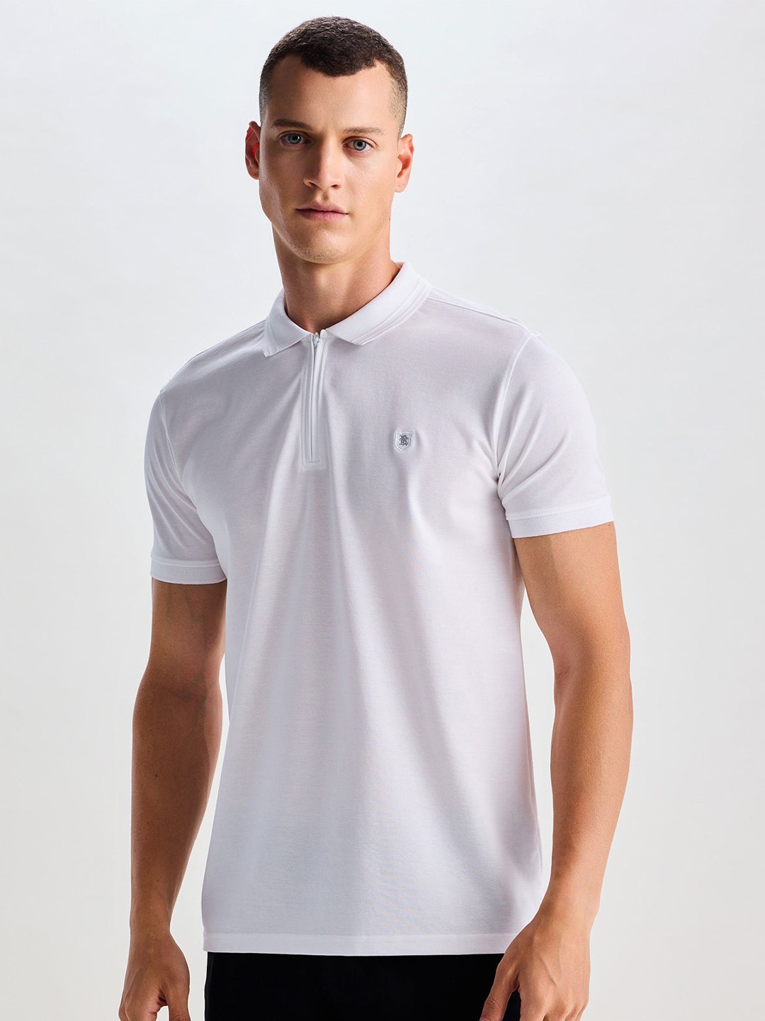 

Red Flame Polo Collar Pure Cotton T-shirt, White