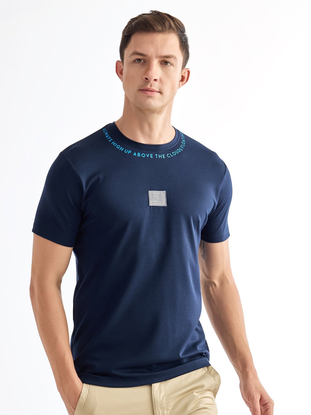 

Red Flame Men Applique T-shirt, Navy blue