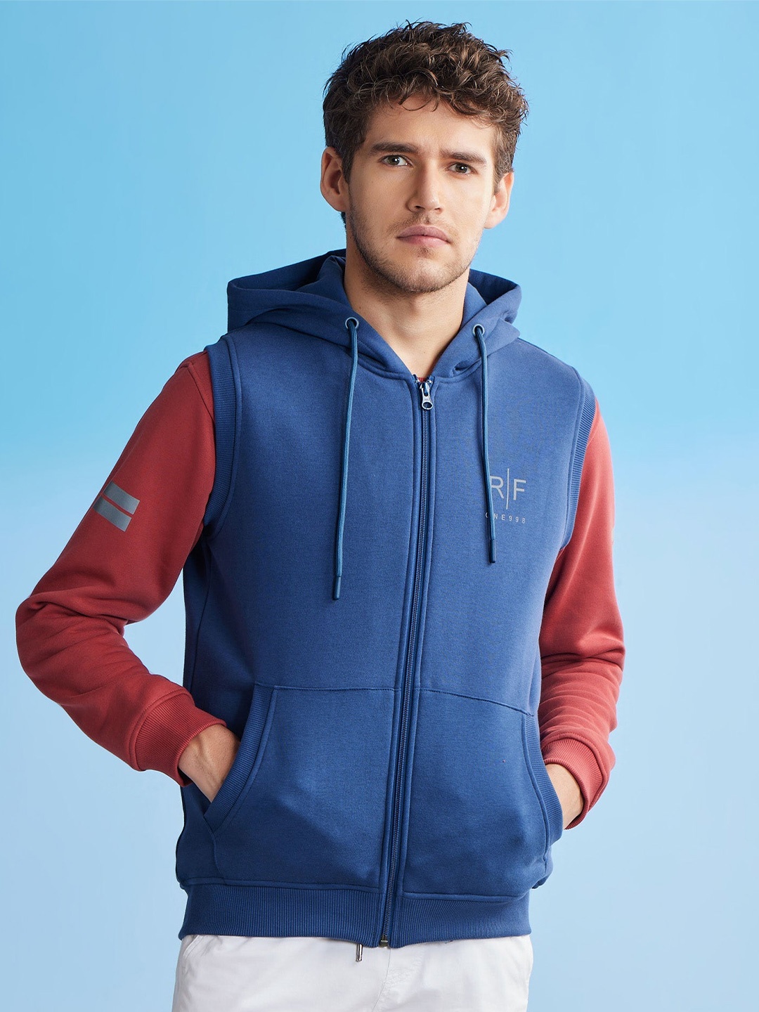

Red Flame Men Hooded Sweatshirt, Blue