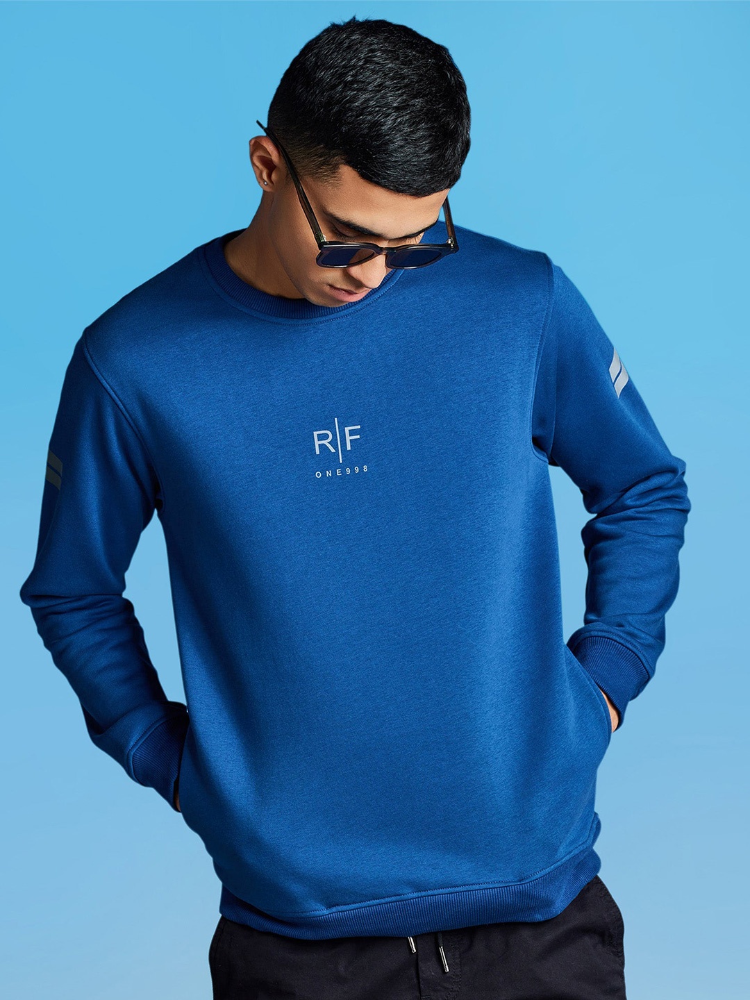 

Red Flame Men Sweatshirt, Blue