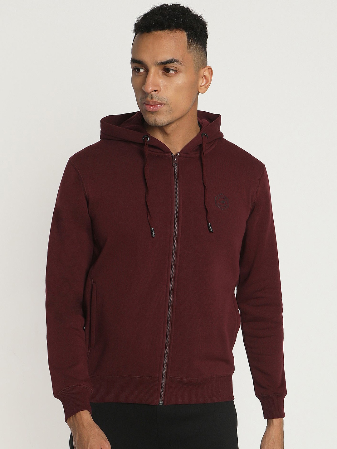 

Red Flame Hooded Front-Open Sweatshirt, Maroon