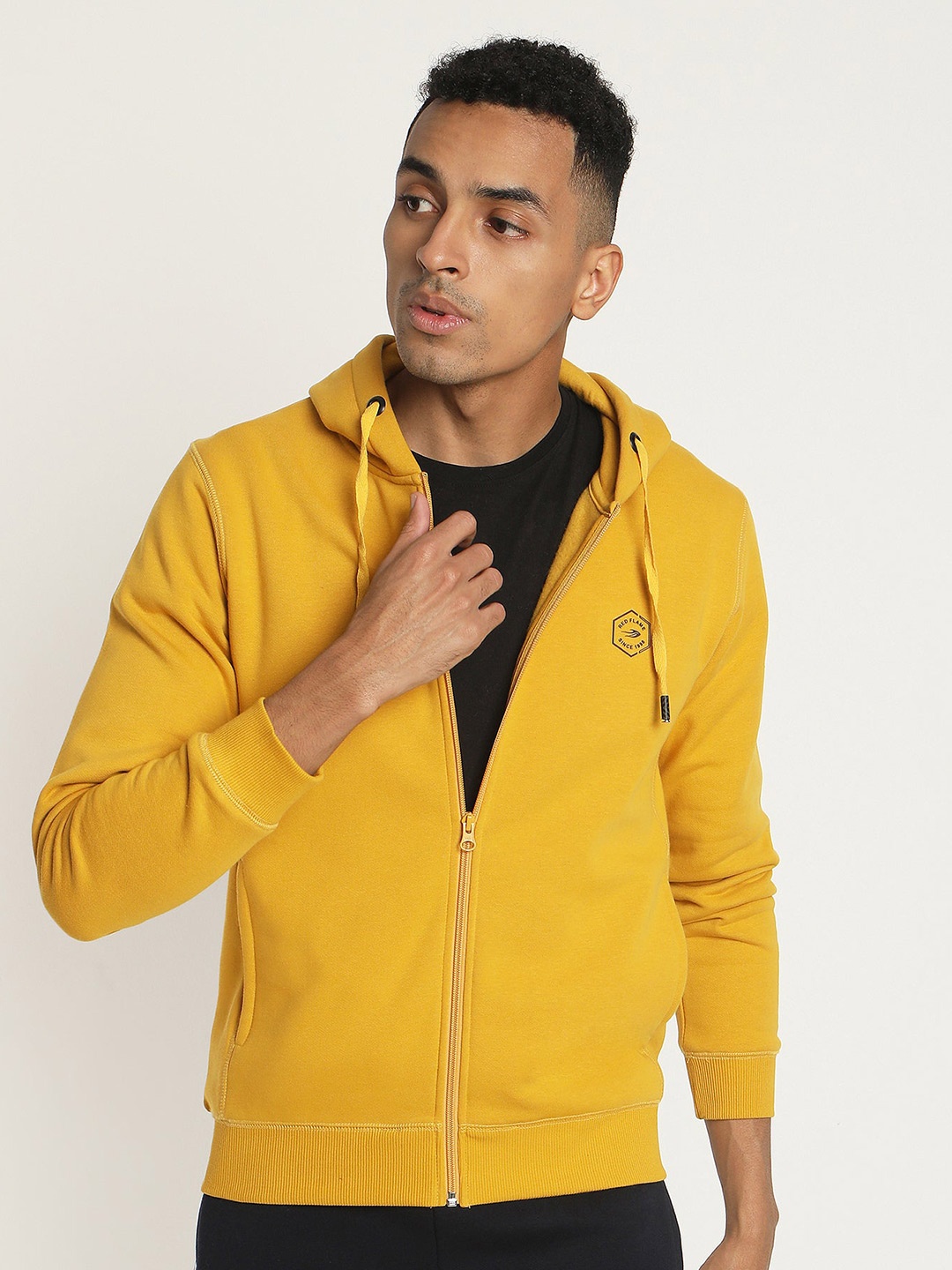 

Red Flame Hooded Front open Sweatshirt, Yellow