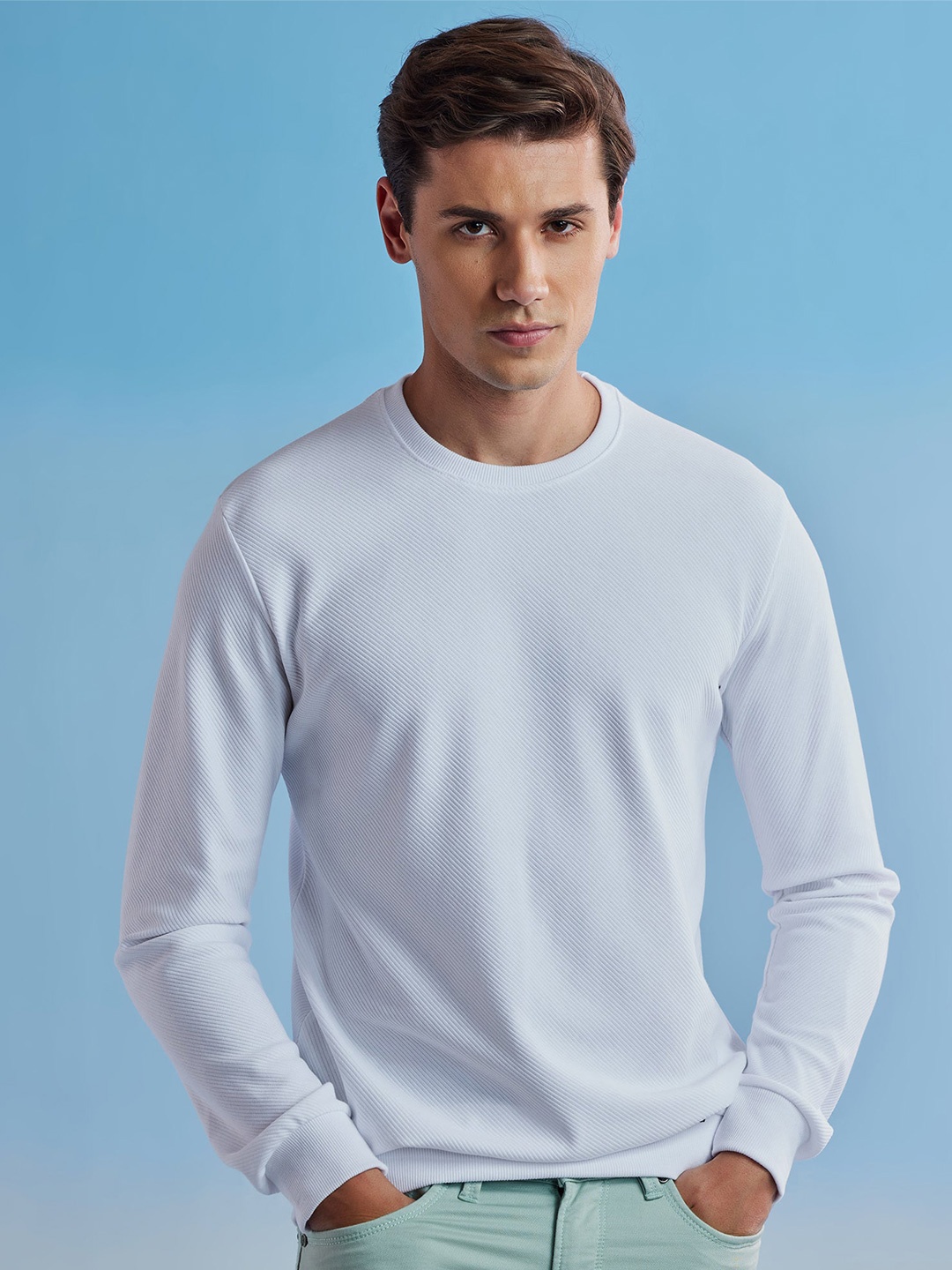 

Red Flame Men Sweatshirt, White