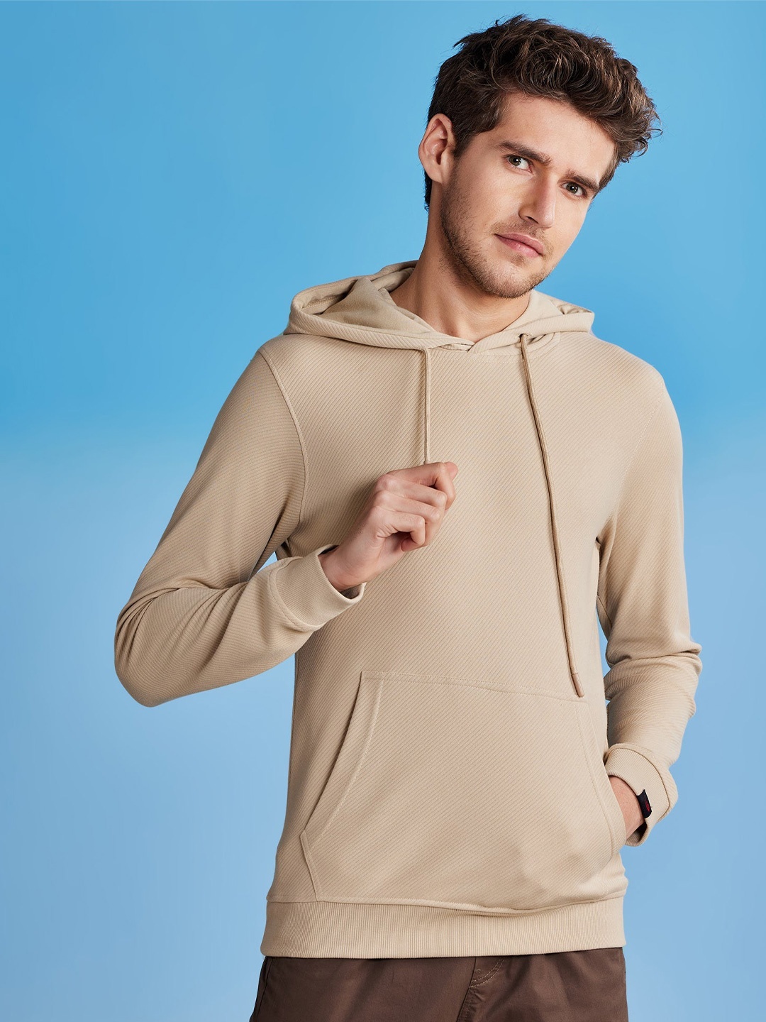 

Red Flame Men Hooded Sweatshirt, Cream
