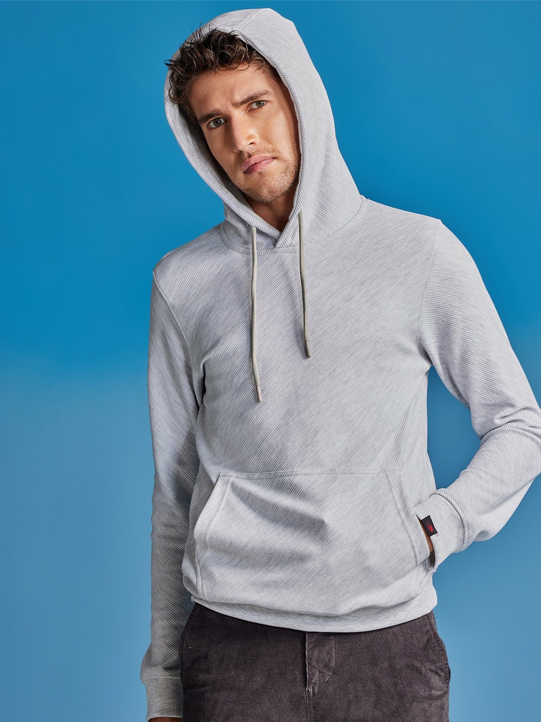 

Red Flame Men Hooded Sweatshirt, White