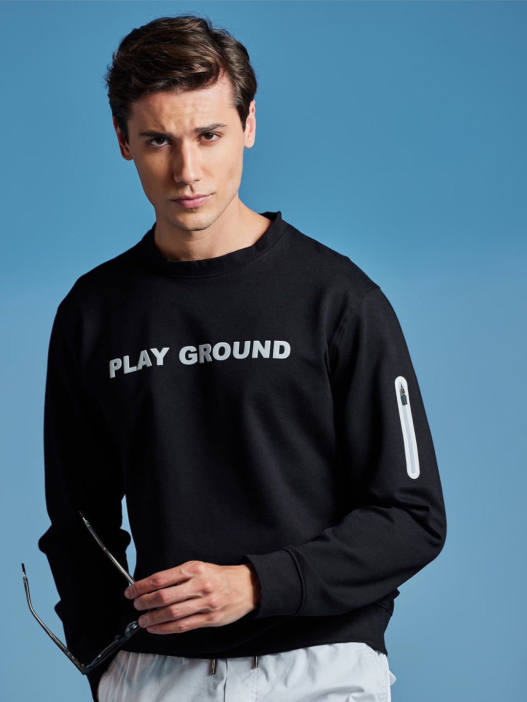 

Red Flame Men Printed Sweatshirt, Black