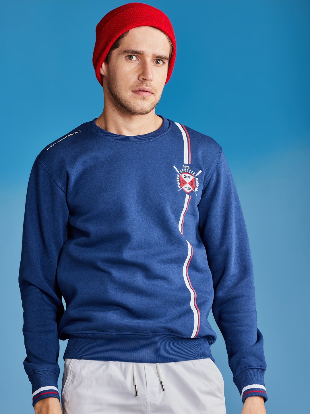 

Red Flame Men Sweatshirt, Blue