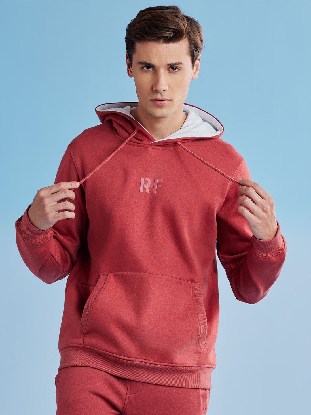 

Red Flame Men Hooded Sweatshirt, Pink