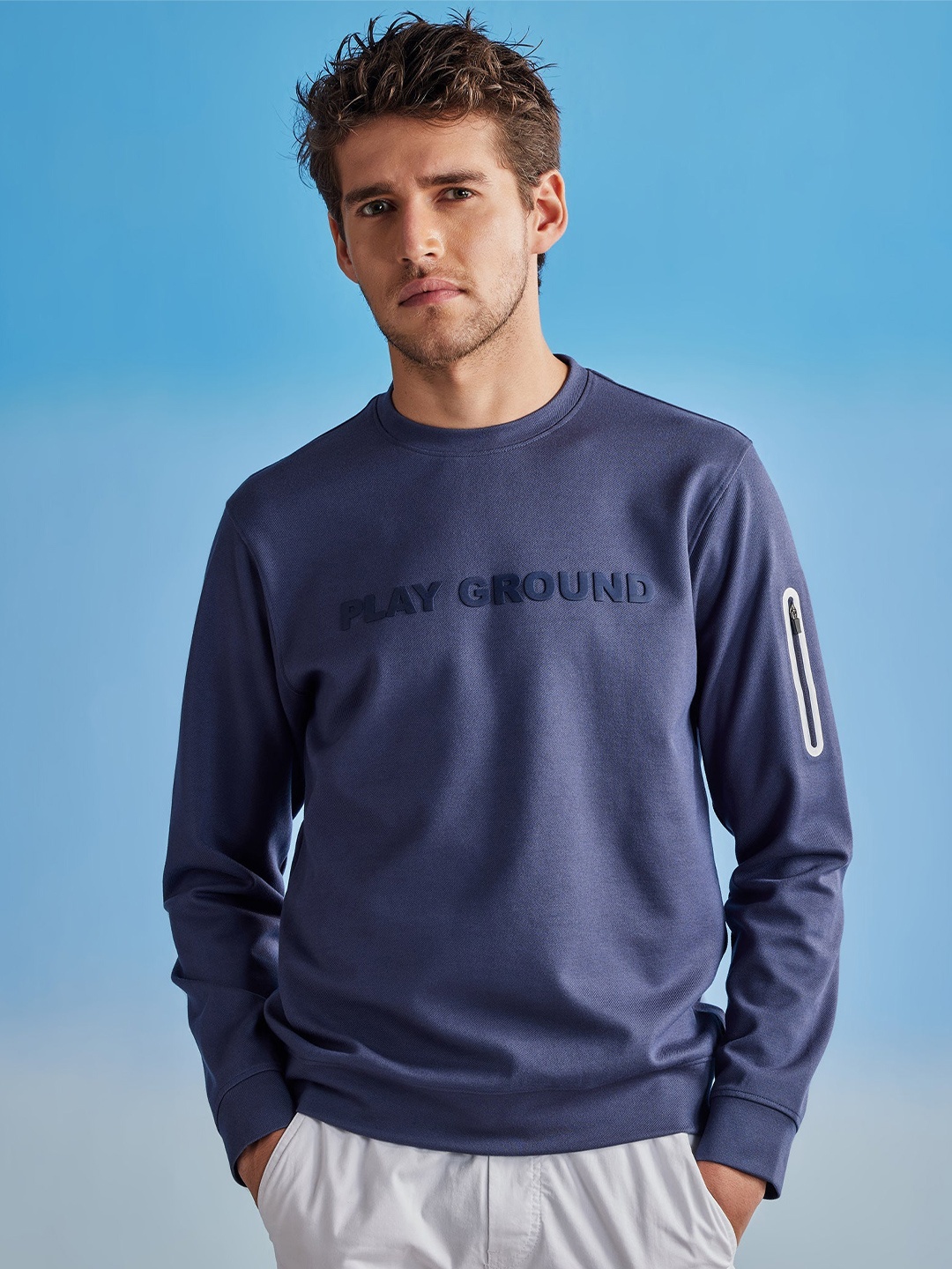 

Red Flame Men Sweatshirt, Blue